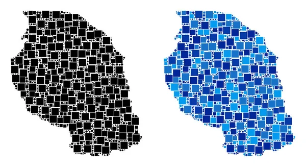 Blue Version ile noktalı Tanzanya Haritası