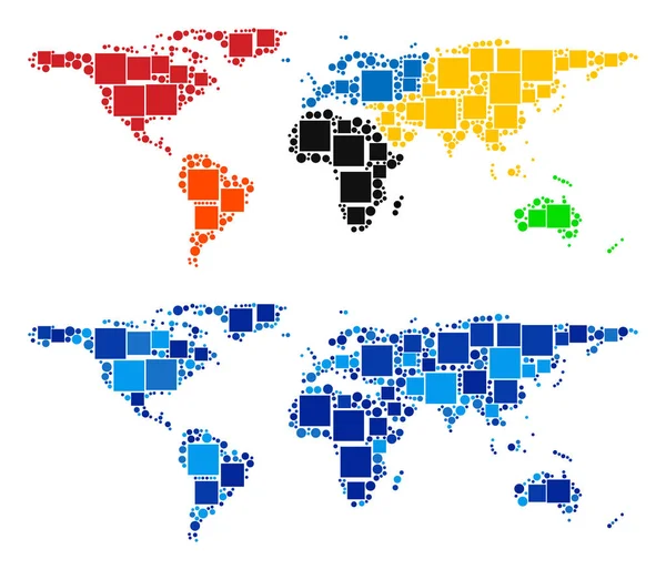 Carte du monde pointillée avec version bleue — Image vectorielle