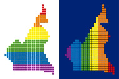 Afrika Kamerun Haritası noktalı spektrum piksel