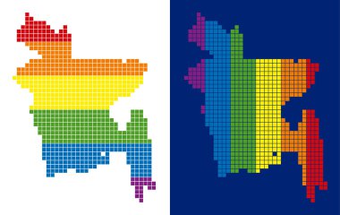 Bangladeş Haritası noktalı spektrum piksel