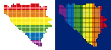 Bosna Hersek Harita spektrum piksel noktalı