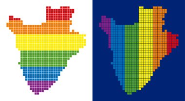 Burundi Haritası noktalı spektrum piksel