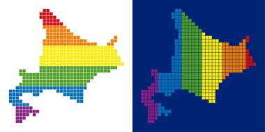 Spektrum piksel Hokkaido Adası harita noktalı