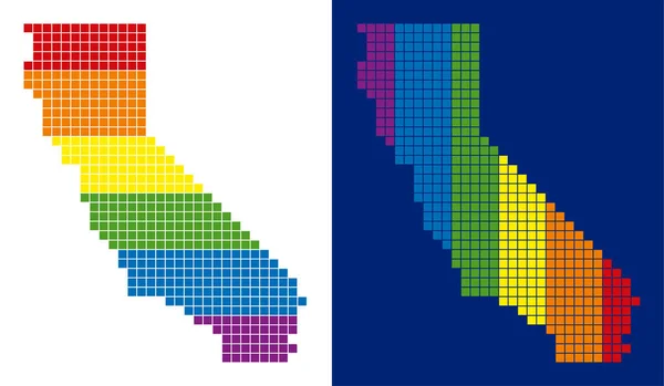 Spektrum pixelgepunktete Kalifornien-Karte — Stockvektor