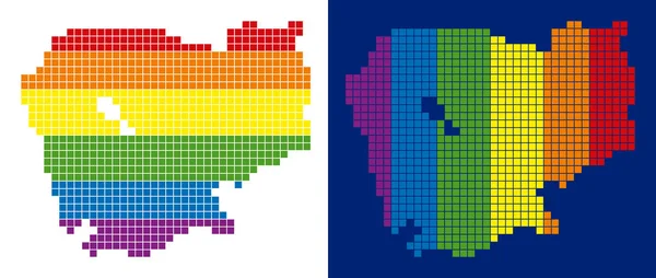 Kamboçya Haritası noktalı spektrum piksel — Stok Vektör