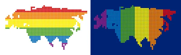 Spectre Pixel pointillé Europe et Asie Carte — Image vectorielle