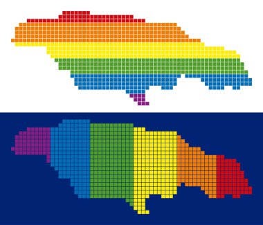 Jamaika Haritası noktalı spektrum piksel