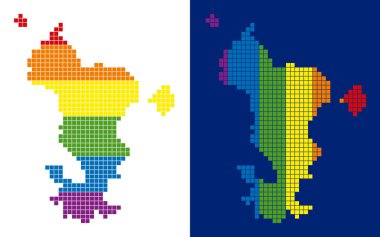 Mayotte Adası harita spektrum piksel noktalı