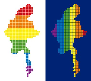 Myanmar Haritası noktalı spektrum piksel