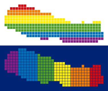 Nepal Haritası noktalı spektrum piksel