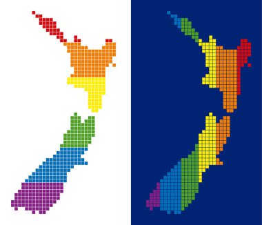 Yeni Zelanda harita spektrum piksel noktalı