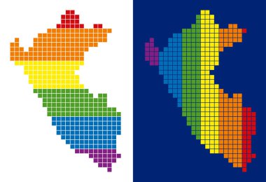 Peru Haritası noktalı spektrum piksel