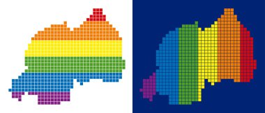 Ruanda Haritası noktalı spektrum piksel