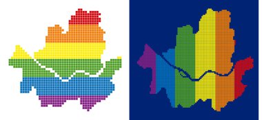 Spektrum piksel noktalı Seoul şehir haritası