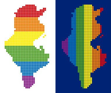 Tunus haritası noktalı spektrum piksel