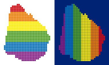 Uruguay Haritası noktalı spektrum piksel