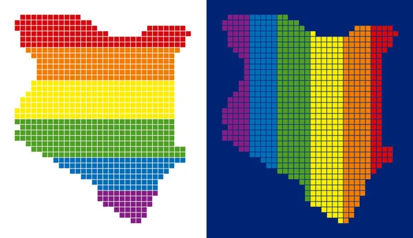 Spectrum Pixel Mapa punteado de Kenia — Vector de stock