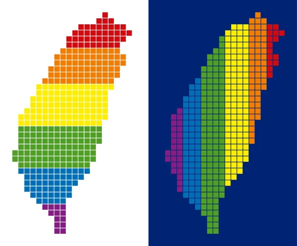 Spektrum pixelgepunktete Taiwan-Inselkarte — Stockvektor