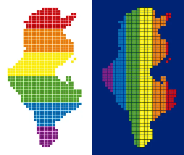 Tunus haritası noktalı spektrum piksel