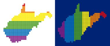 Batı Virginia devlet harita noktalı spektrum piksel