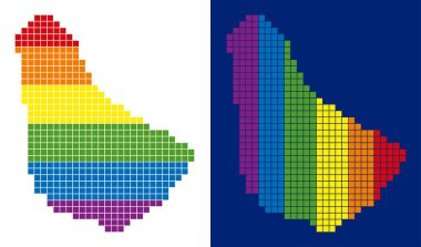 Barbados Haritası noktalı spektrum piksel