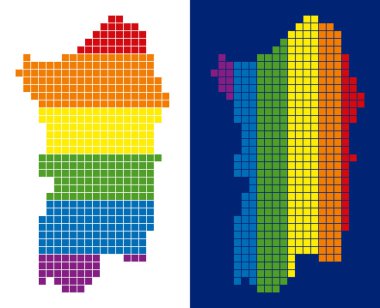 İtalyan Sardunya Adası harita noktalı spektrum piksel