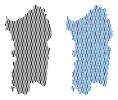 Noktalı İtalyan Sardunya Adası harita soyutlamalar