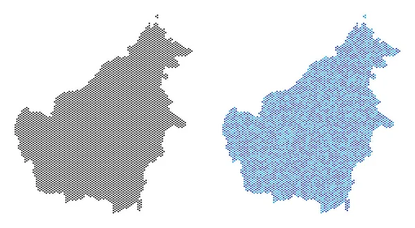 도트 보르네오 섬 지도 추상화 — 스톡 벡터