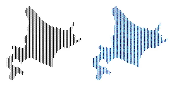 Gepunktete Hokkaido-Inselkarte Abstraktionen — Stockvektor