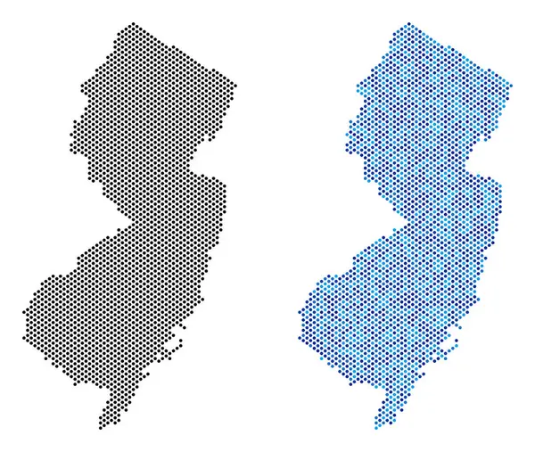 新しい点線のニュージャージー州地図抽象化 — ストックベクタ