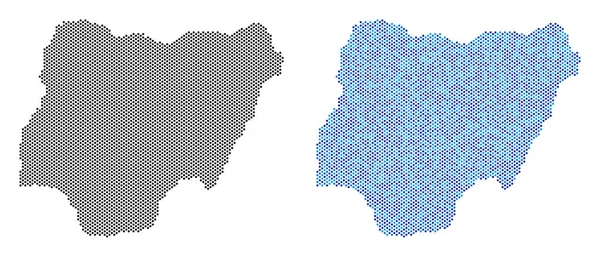 ピクセル ナイジェリア地図抽象化 — ストックベクタ