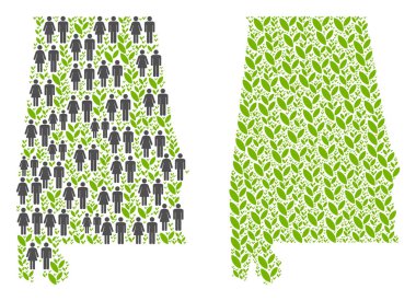 Nüfus ve plantasyon Alabama Eyalet harita