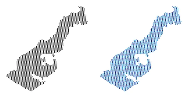 点線モナコ地図バージョンです 黒い色と冷たい青い色の色相のベクトル地理的な計画 球点パターンは モナコ地図の抽象モザイク — ストックベクタ