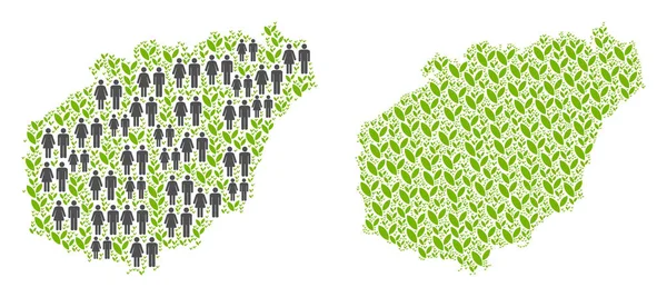 İnsan nüfus ve çim Hainan Adası Haritası. Vektör mozaik değişken boyutlarda rasgele insanlar çift ve Ekim alanı öğelerinin oluşturduğu Hainan Adası Haritası.