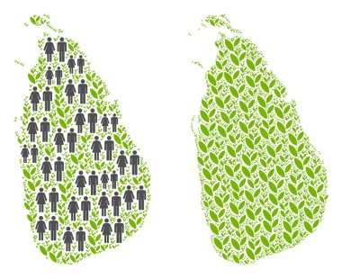 İnsanlar ve Flora Sri Lanka ada Haritası