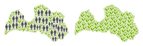 Nüfus ve doğanın Letonya haritası