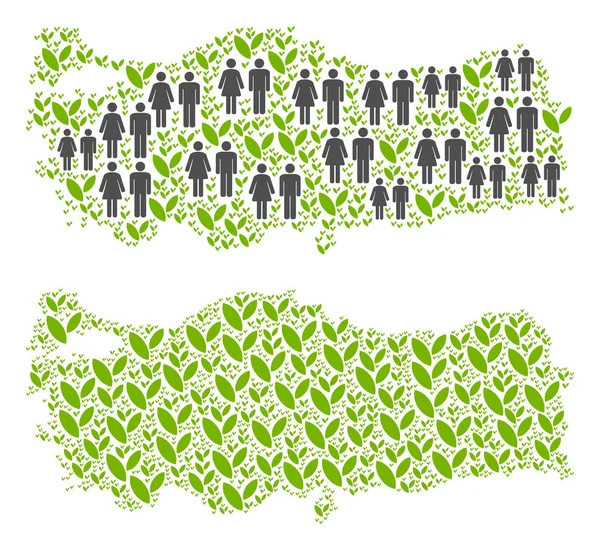 Popolazione e natura Turchia Mappa — Vettoriale Stock