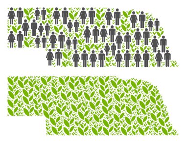 İnsan nüfusu ve çiçek Nebraska eyalet harita. Vektör desen dağınık erkek ve kadın ve tarım öğeleri farklı boyutlarda tasarlanmış Nebraska eyalet Haritası.