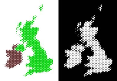 Nokta yarı ton Büyük Britanya ve İrlanda Haritası