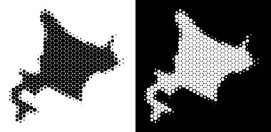 Noktalı yarım ton Hokkaido Adası Haritası