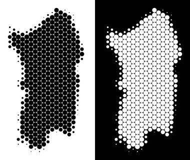 Noktalı yarım ton İtalyan Sardunya Adası Haritası