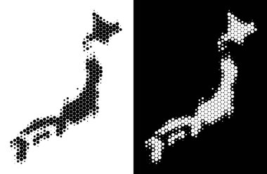 Noktalı yarım ton Japonya Haritası