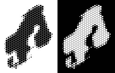 Noktalı yarım ton Scandinavia harita