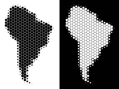 Noktalı yarım ton Güney Amerika harita