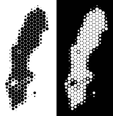 Noktalı yarım ton İsveç harita