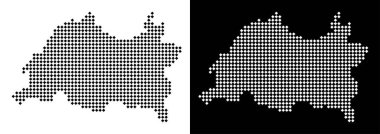 Vektör rhombus nokta Tataristan haritası. Beyaz ve siyah arka plan üzerinde siyah ve beyaz renklerde soyut Coğrafi haritalar. Rhombic öğesi mozaiği organize Tataristan Haritası.