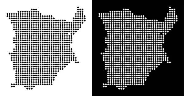 Vektör rhombic piksel Koh Samui haritası. Beyaz ve siyah arka plan üzerinde siyah ve beyaz renklerde soyut Coğrafi haritalar. Rhombic öğe tablo kombine Koh Samui Haritası.