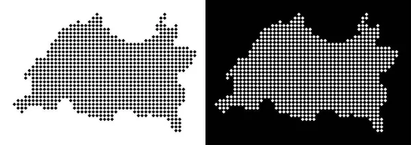 Vektör rhombus nokta Tataristan haritası. Beyaz ve siyah arka plan üzerinde siyah ve beyaz renklerde soyut Coğrafi haritalar. Rhombic öğesi mozaiği organize Tataristan Haritası.