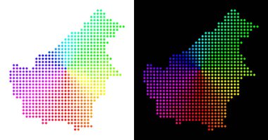 Renkli Pixelated Borneo Adası Haritası