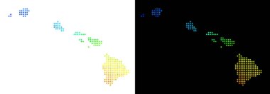 Parlak noktalı Havaii Adaları Haritası